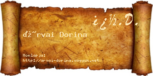 Árvai Dorina névjegykártya