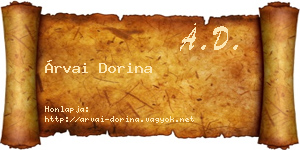Árvai Dorina névjegykártya